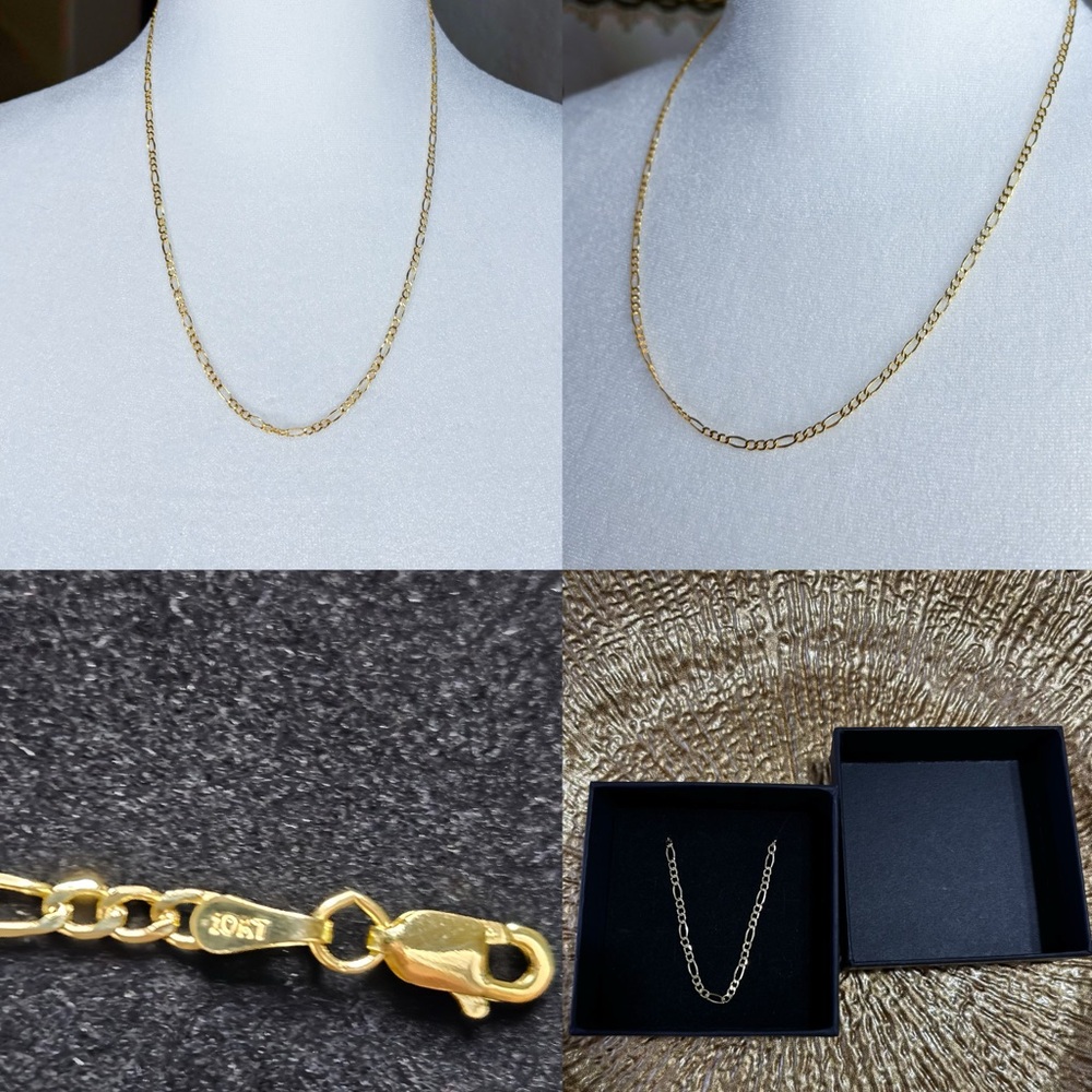 10k Solid Gold Figaro Chain 20” Length, 2.6mm Width, 2 Grams – Stamped